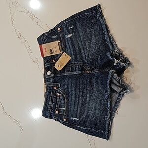 Levi’s 501 Shorts Women’s 26 Blue Mid Rise Distressed Cut Off Denim